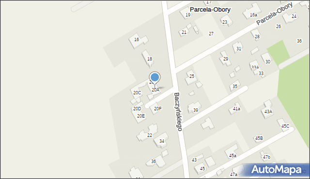 Parcela-Obory, Baczyńskiego Krzysztofa Kamila, 20A, mapa Parcela-Obory