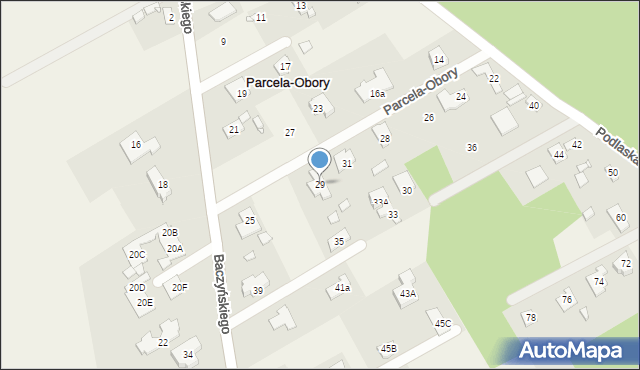 Parcela-Obory, Baczyńskiego Krzysztofa Kamila, 29, mapa Parcela-Obory