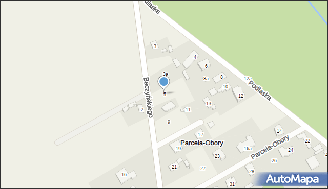 Parcela-Obory, Baczyńskiego Krzysztofa Kamila, 5, mapa Parcela-Obory