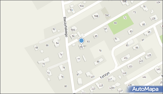 Parcela-Obory, Baczyńskiego Krzysztofa Kamila, 61, mapa Parcela-Obory