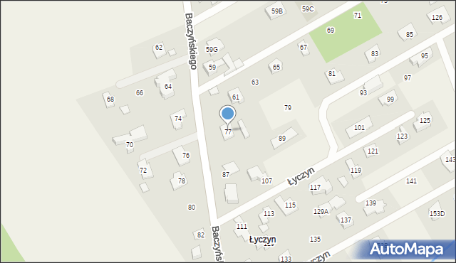 Parcela-Obory, Baczyńskiego Krzysztofa Kamila, 77, mapa Parcela-Obory