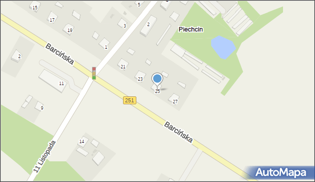 Piechcin, Barcińska, 25, mapa Piechcin