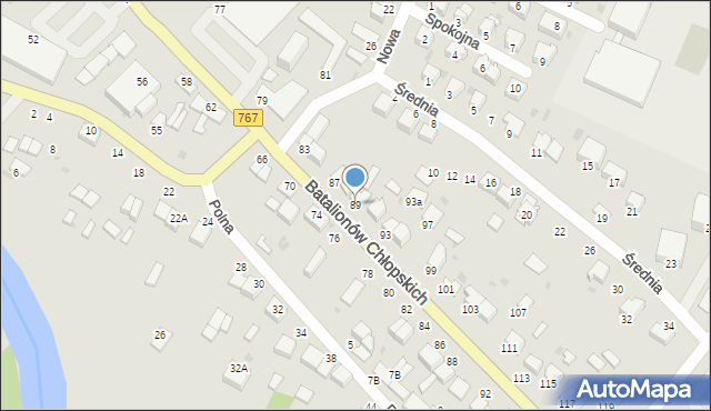 Pińczów, Batalionów Chłopskich, 89, mapa Pińczów