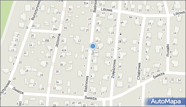 Piotrków Trybunalski, Baśniowa, 10, mapa Piotrków Trybunalski