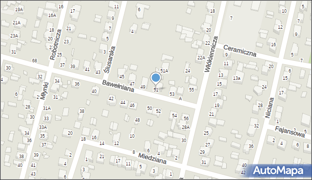 Piotrków Trybunalski, Bawełniana, 51, mapa Piotrków Trybunalski