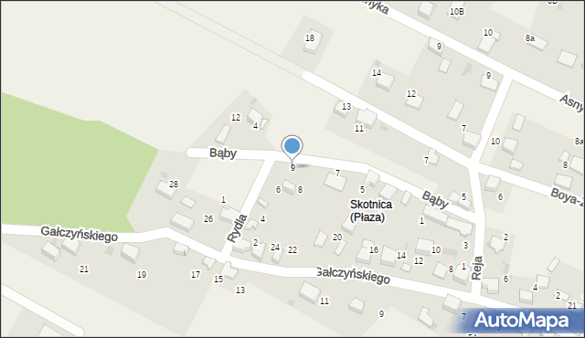 Płaza, Bąby Józefa, ks., 9, mapa Płaza