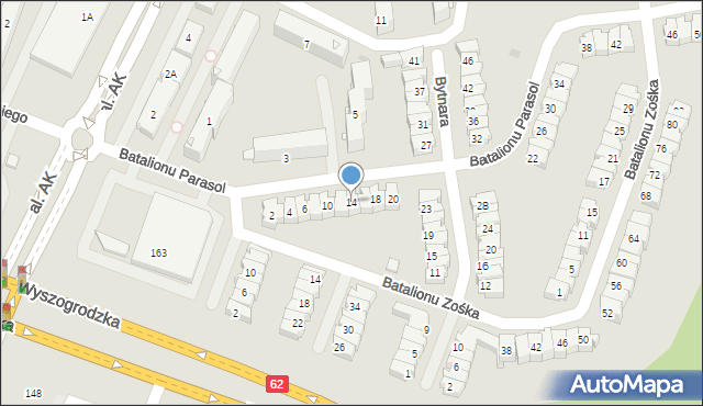 Płock, Batalionu Parasol, 14, mapa Płock