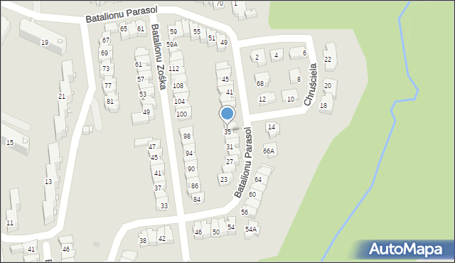 Płock, Batalionu Parasol, 35, mapa Płock