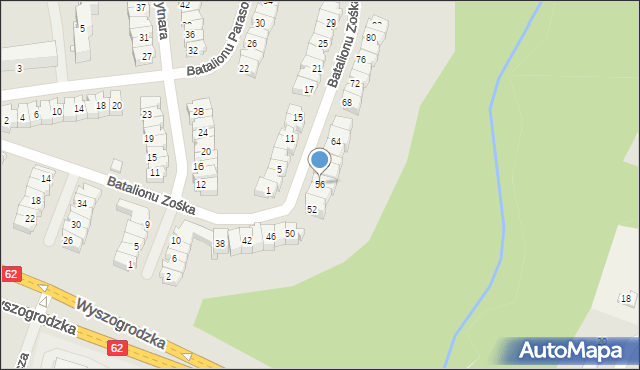 Płock, Batalionu Zośka, 56, mapa Płock