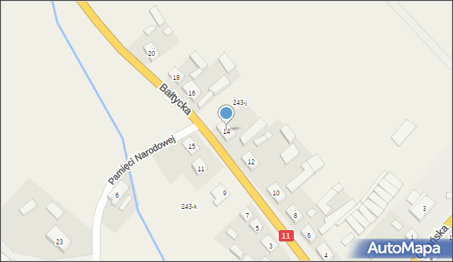 Podgaje, Bałtycka, 14, mapa Podgaje