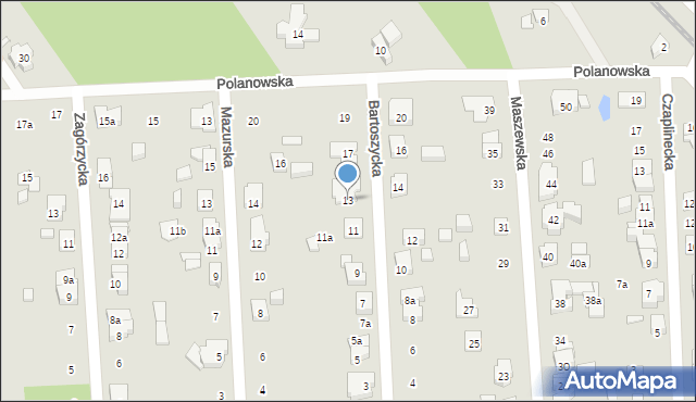 Poznań, Bartoszycka, 13, mapa Poznania