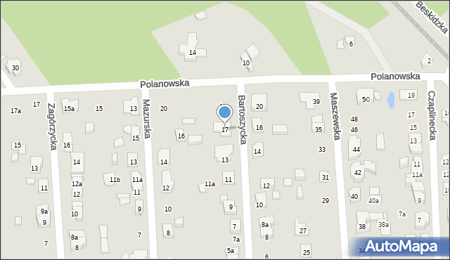Poznań, Bartoszycka, 17, mapa Poznania