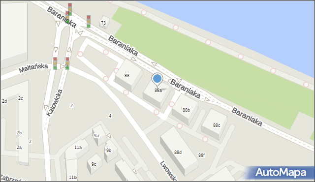 Poznań, Baraniaka Antoniego, abp., 88a, mapa Poznania