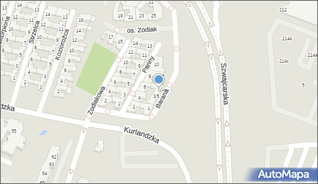 Poznań, Barana, 5, mapa Poznania