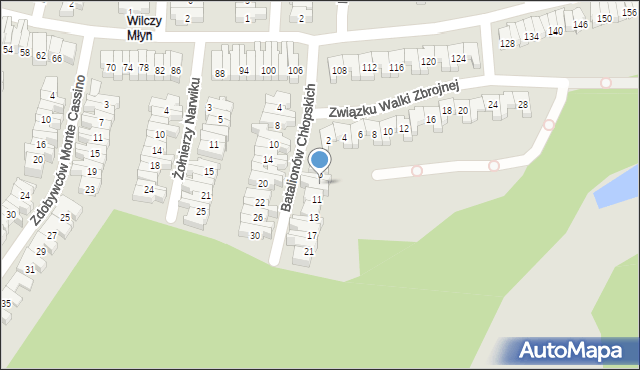 Poznań, Batalionów Chłopskich, 7, mapa Poznania