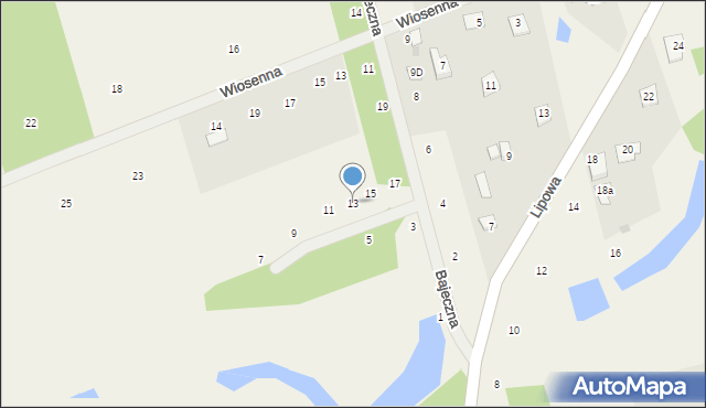 Pruszyn-Pieńki, Bajeczna, 13, mapa Pruszyn-Pieńki