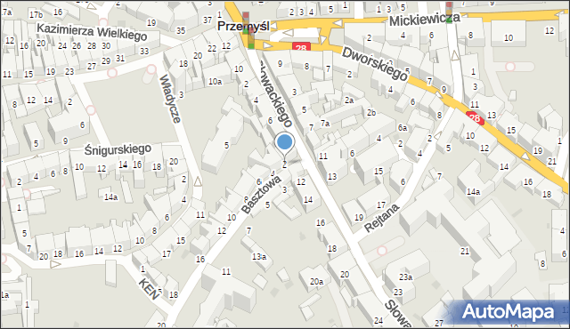 Przemyśl, Basztowa, 2, mapa Przemyśla