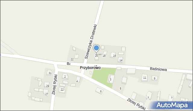 Przyborowo, Baśniowa, 20, mapa Przyborowo