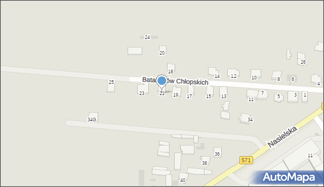 Pułtusk, Batalionów Chłopskich, 21, mapa Pułtusk