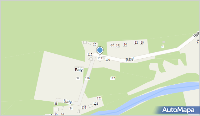 Radawa, Baty, 111, mapa Radawa