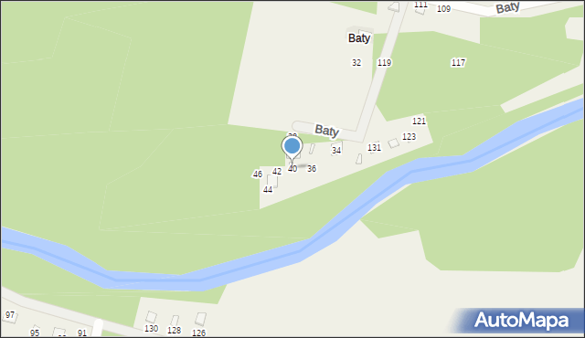 Radawa, Baty, 40, mapa Radawa