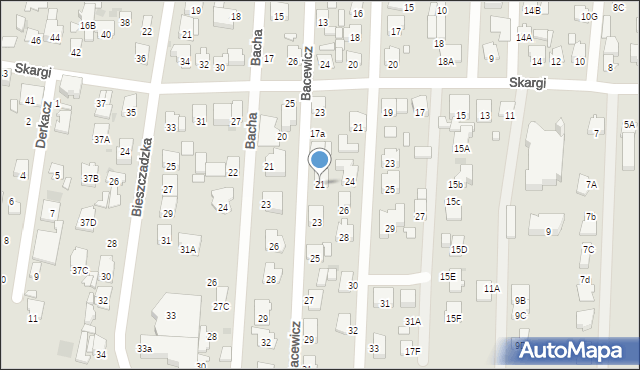 Radom, Bacewicz Grażyny, 21, mapa Radomia