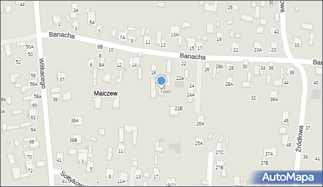 Radom, Banacha Stefana, 20A, mapa Radomia