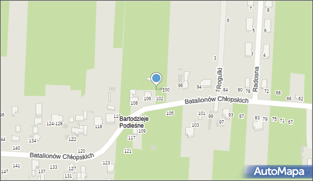 Radomsko, Batalionów Chłopskich, 104, mapa Radomsko