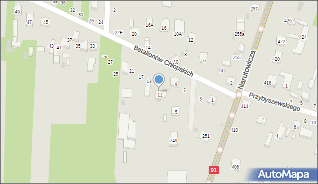 Radomsko, Batalionów Chłopskich, 11/15, mapa Radomsko