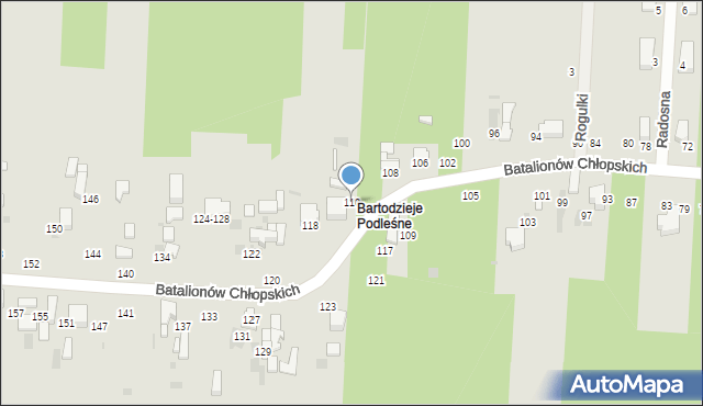 Radomsko, Batalionów Chłopskich, 110, mapa Radomsko