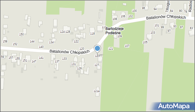 Radomsko, Batalionów Chłopskich, 123, mapa Radomsko