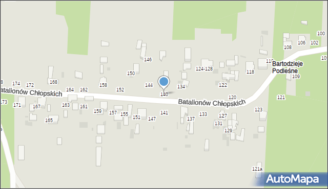 Radomsko, Batalionów Chłopskich, 140, mapa Radomsko