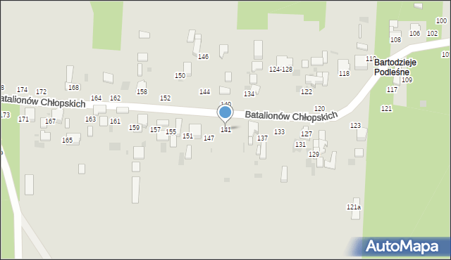 Radomsko, Batalionów Chłopskich, 141, mapa Radomsko