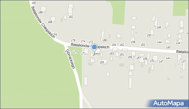 Radomsko, Batalionów Chłopskich, 167, mapa Radomsko