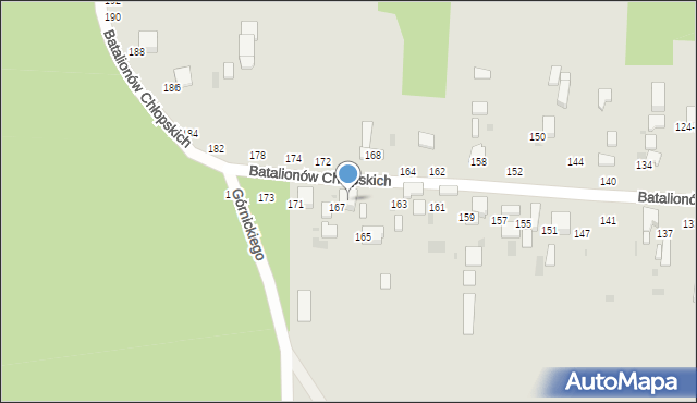 Radomsko, Batalionów Chłopskich, 169-167, mapa Radomsko