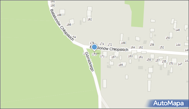 Radomsko, Batalionów Chłopskich, 173, mapa Radomsko