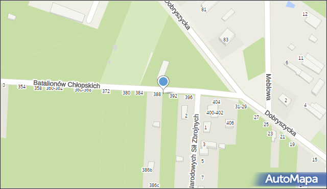 Radomsko, Batalionów Chłopskich, 390, mapa Radomsko