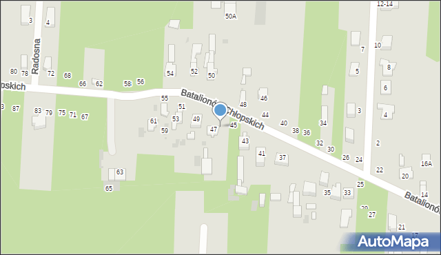 Radomsko, Batalionów Chłopskich, 51, mapa Radomsko