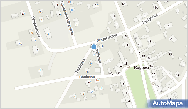 Rogowo, Bankowa, 7, mapa Rogowo