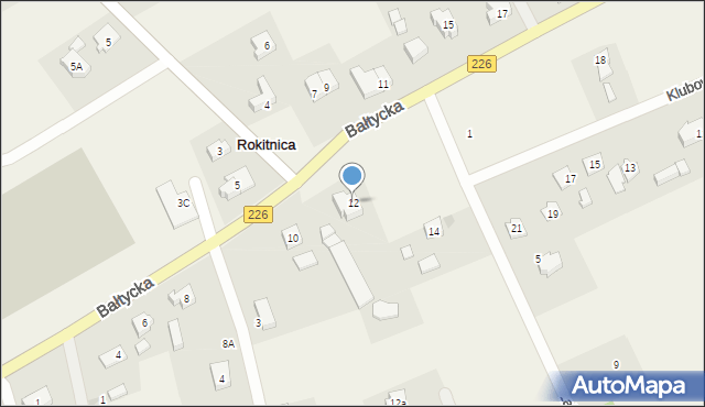 Rokitnica, Bałtycka, 12, mapa Rokitnica