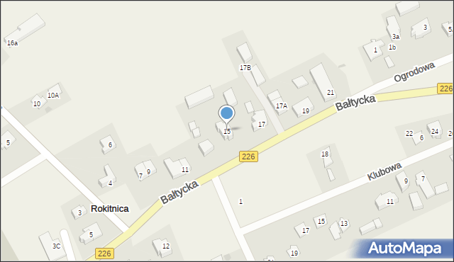 Rokitnica, Bałtycka, 15, mapa Rokitnica