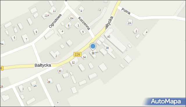 Rokitnica, Bałtycka, 36, mapa Rokitnica