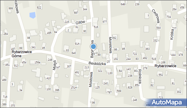 Rybarzowice, Bananowa, 89, mapa Rybarzowice