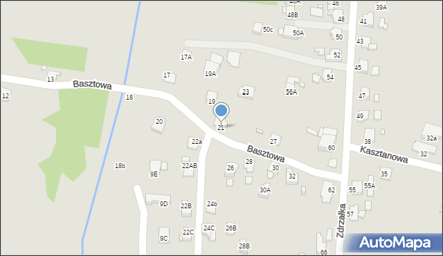 Rybnik, Basztowa, 21, mapa Rybnika