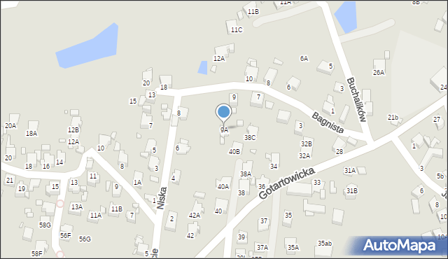 Rybnik, Bagnista, 9A, mapa Rybnika