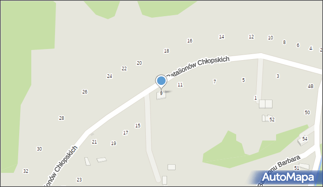 Ryglice, Batalionów Chłopskich, 9, mapa Ryglice