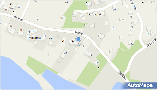 Rząska, Balicka, 11, mapa Rząska