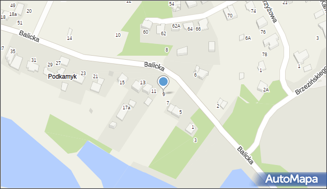 Rząska, Balicka, 9, mapa Rząska