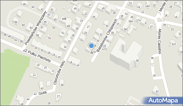 Siedlce, Batalionów Chłopskich, 38, mapa Siedlce