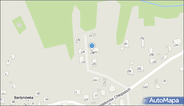 Skawina, Batalionów Chłopskich, 13E, mapa Skawina